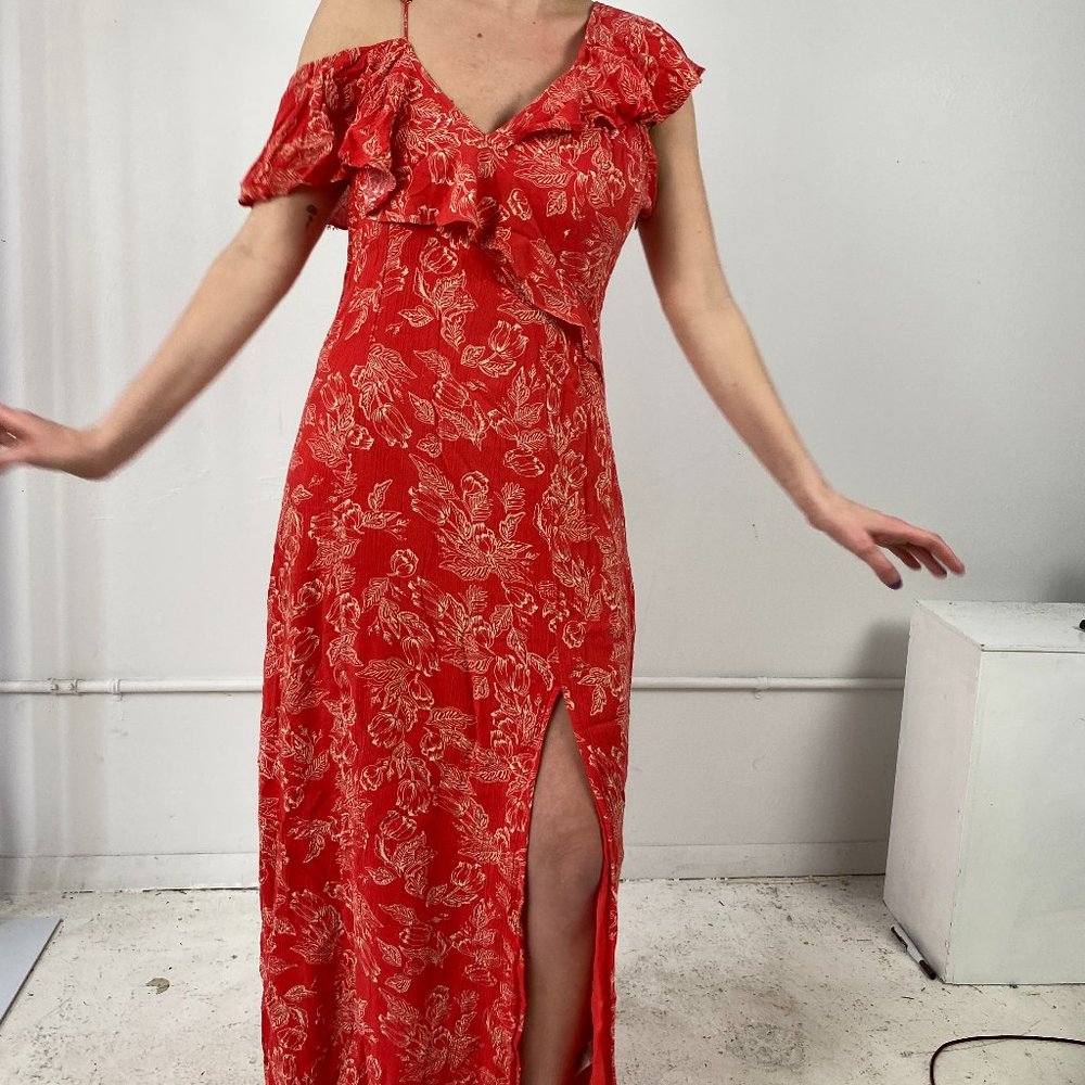 Maxi Asymmetrical Red Dress